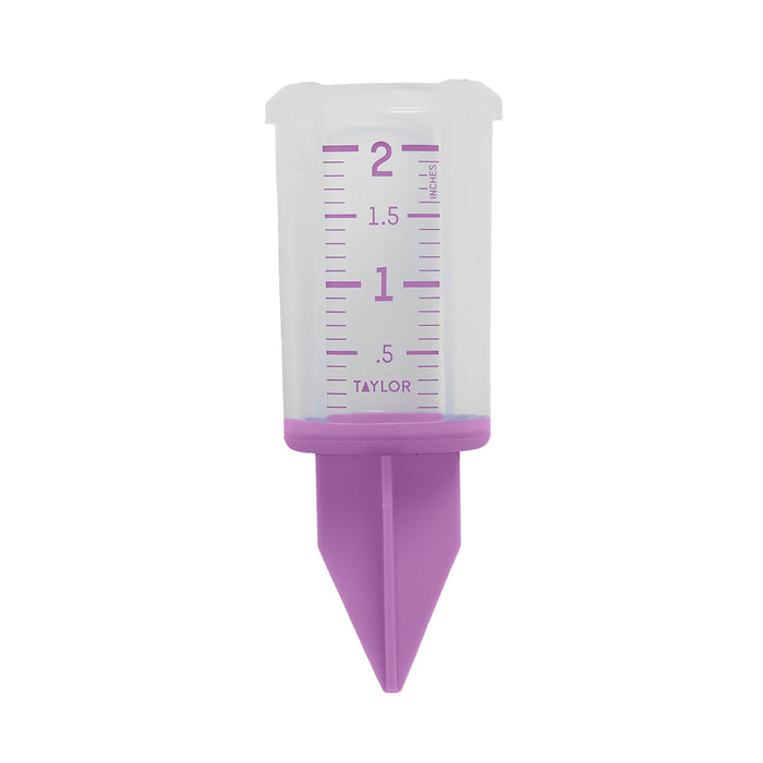 Purple 2 inch silicone sprinkler gauge close-up with white background