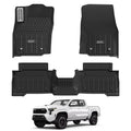 3W Floor Mats Fit for Toyota Tacoma Hybrid 2024 2025 2026 with Metal Pedals, TPE All Weather Custom Fit Floor Liner for Tacoma Accessories 1st and 2nd Row Full Set Car Mats Easy Clean, Black