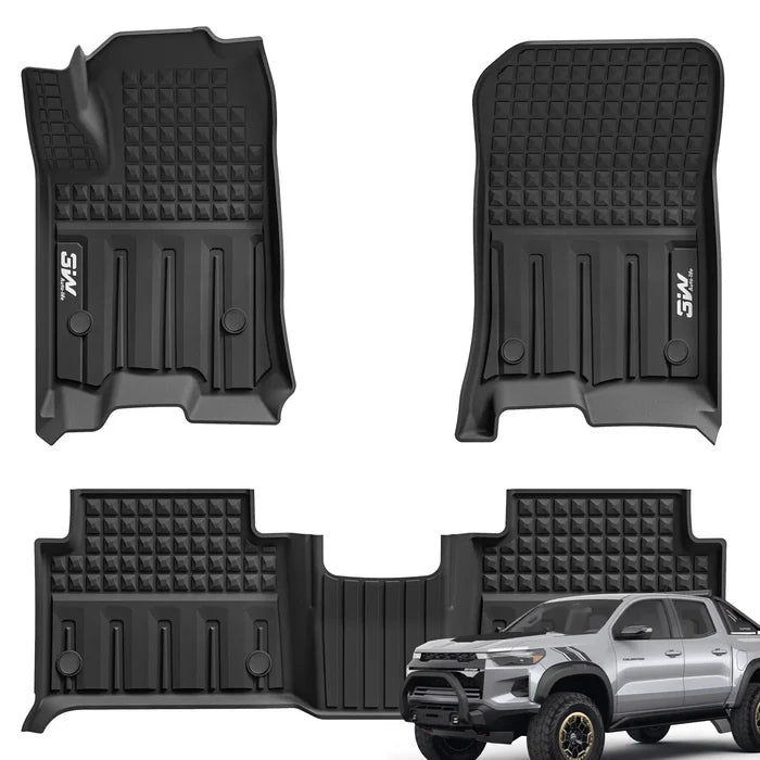 3W Custom Floor Mats for Chevrolet Chevy Colorado/GMC Canyon Crew Cab 2023-2025 Thorex™ All-Weather Protection - 3Wliners