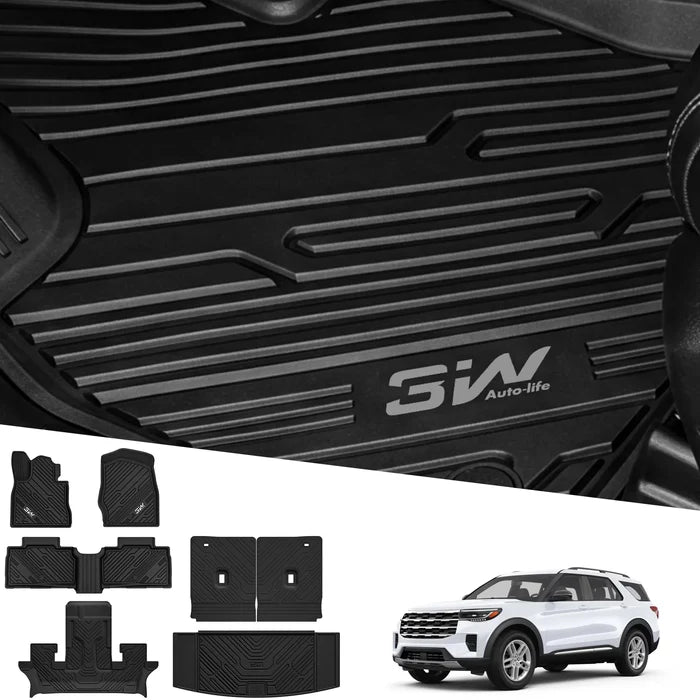 3W Ford Explorer 2020-2026 Floor Mats 6-Seat (Includes Hybrid) Thorex™ All-Weather Protection - 3Wliners