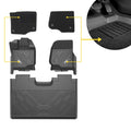 3W All-Weather Floor Mats Fit Ford F150 / F-150 Lightning SuperCrew Cab 2015-2025 (without Original Folding Under-Seat Storage Box) - 3Wliners