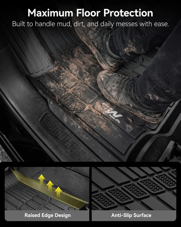 3W Jeep Grand Cherokee L 7 Seat 2021-2027 Custom Floor Mats Thorex™ All-Weather Protection