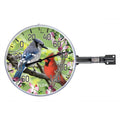 5.25 inch cardinal and blue jay thermometer featuring two perched birds on a green background.
