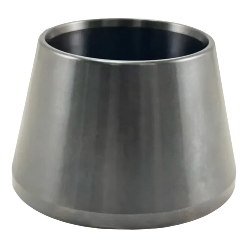 Stainless steel conical vessel with a wide opening and tapered sides.
