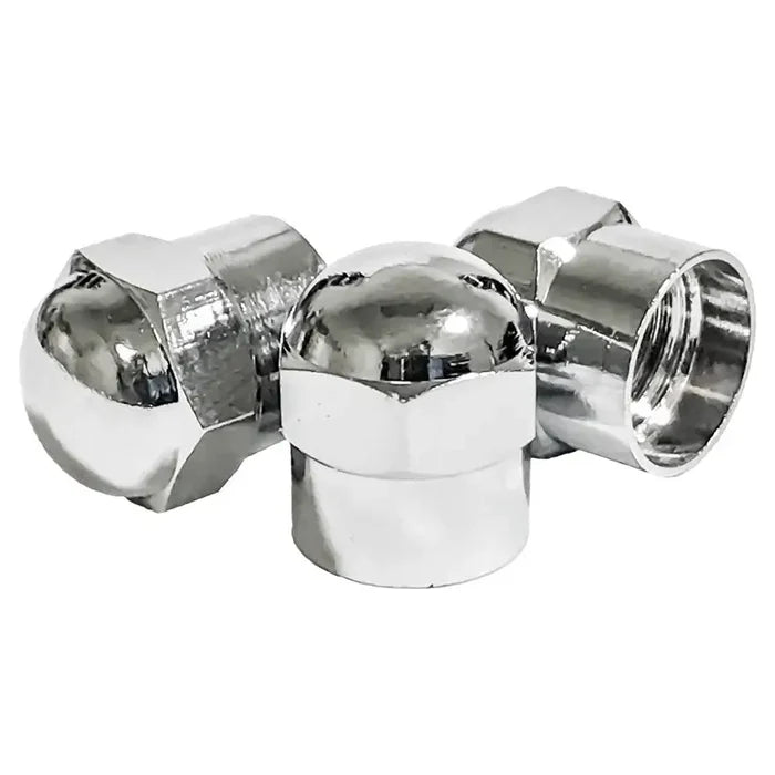 AA Chrome Hexagon Tire Valve Caps (100/Box) - Tire Valves