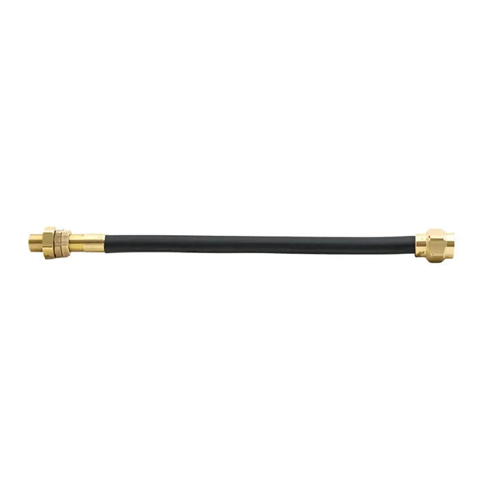 Black large bore hand bendable valve extension hose with brass fittings and 2in NPT