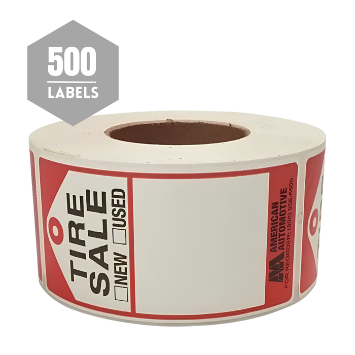 AA Tire Labels, Roll of 500 Stickers Size 6" x 3"