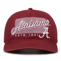 Alabama Crimson Tide Original Heritage Script Snapback in cardinal, front view showing embroidered school script
