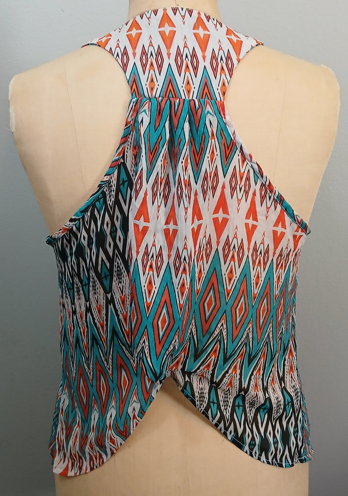 AMBIANCE APPAREL 1X Multicolor Tribal Aztec Geometric Print Sleeveless Tank Top