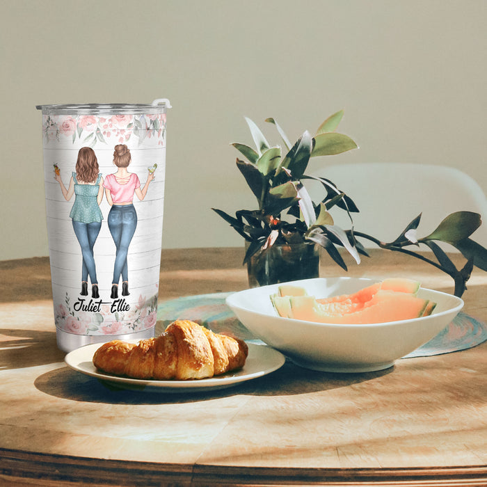 Best Bitches - Alcohol - Floral Personalized Custom Tumbler - Birthday Gift For Best Friend, Bestie, BFF
