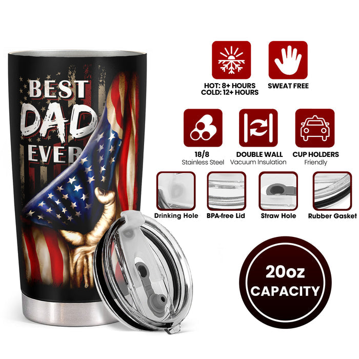 Best Dad Ever - Veteran American Flag Background - Personalized Custom Tumbler - Gift For Dad, Father