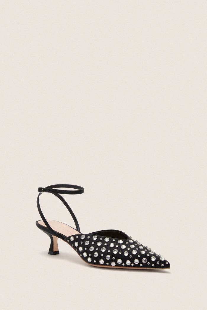 Black Satin with Crystal Rio Heels