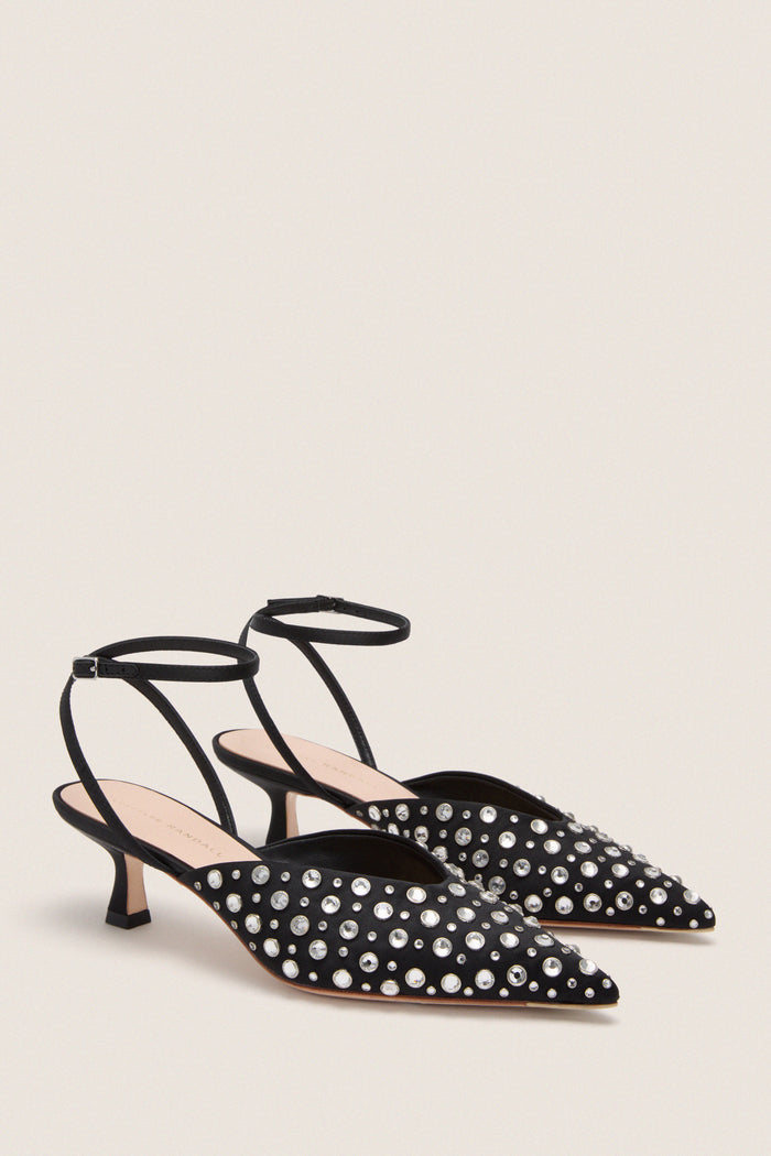 Black Satin with Crystal Rio Heels