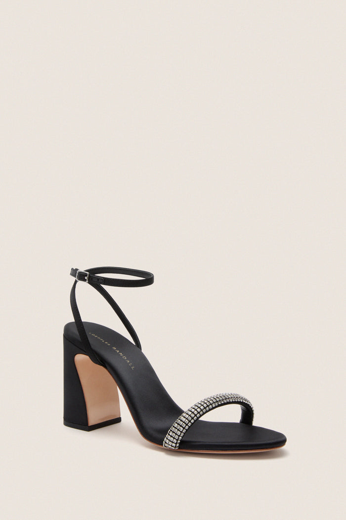Black Satin with Diamonds Malia Heels