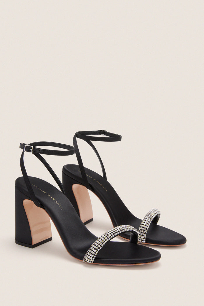 Black Satin with Diamonds Malia Heels