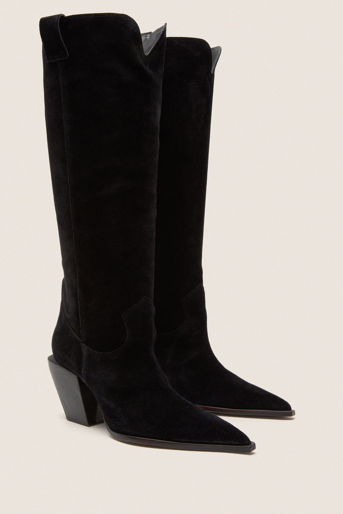 Black Suede Maine Up Boots