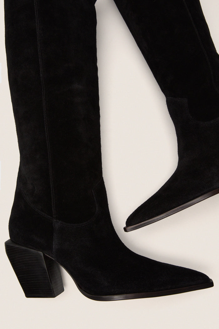 Black Suede Maine Up Boots