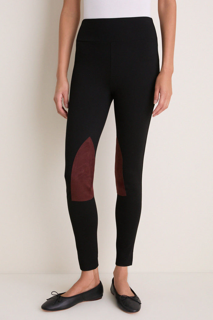 Black Suede Patch Hughes Riding Legging