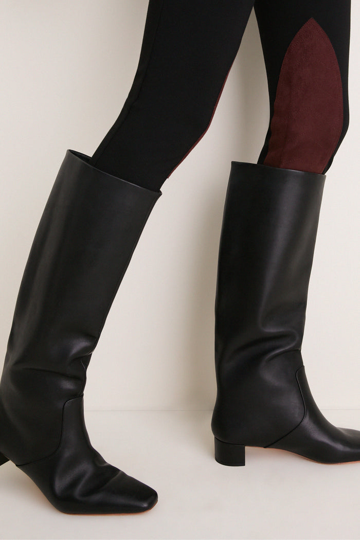 Black Suede Patch Hughes Riding Legging