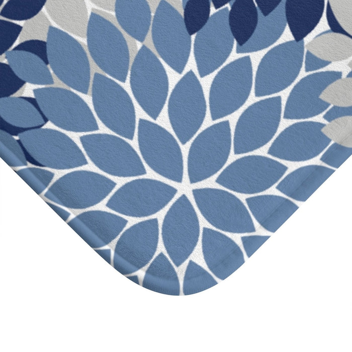 Blue and Gray Flower Burst Floor Mat with Memory Foam - MAT4