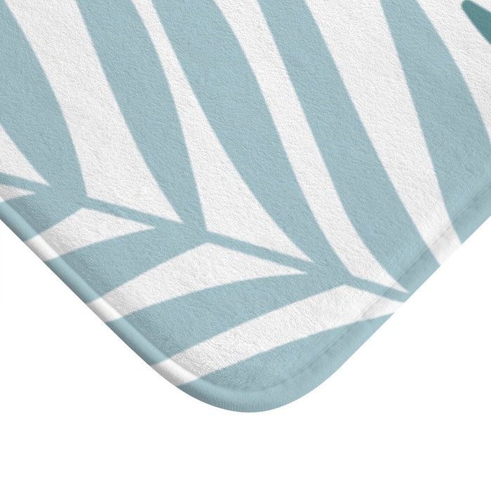 Blue and Gray Palm Leaves Memory Foam Mat - MAT133