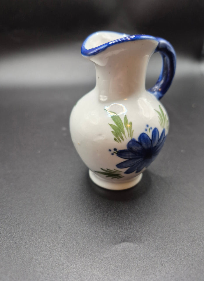 Blue & White 3 1/4" Floral Miniature Pitcher