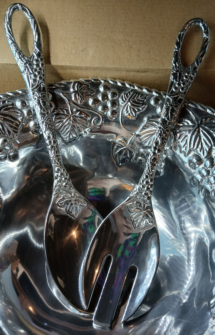 Brand New Lenox 3 Piece Silver Grape Weave Salad Serveware Set Hosting Tools