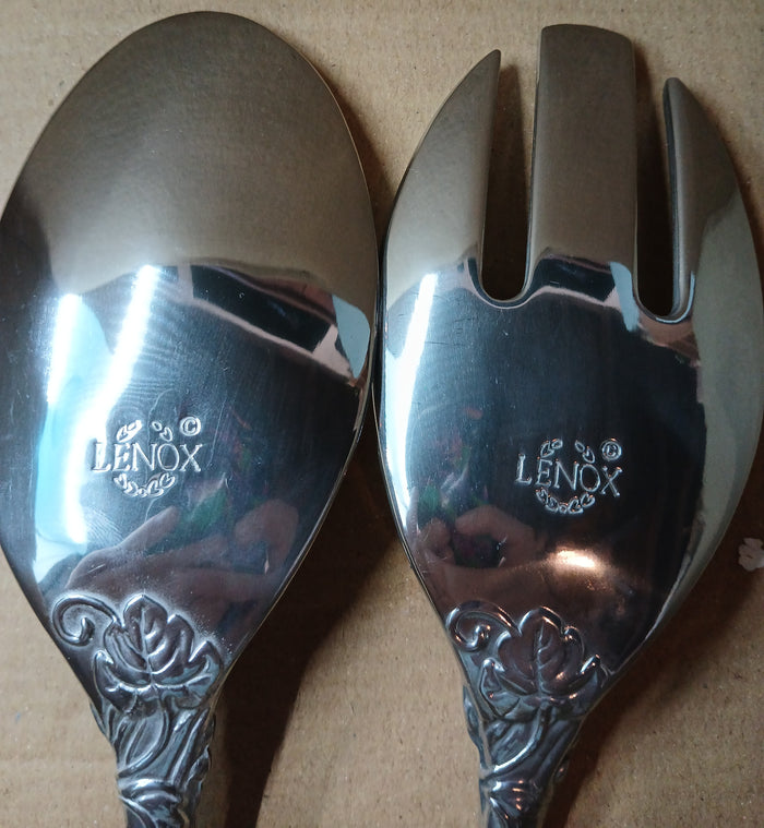 Brand New Lenox 3 Piece Silver Grape Weave Salad Serveware Set Hosting Tools