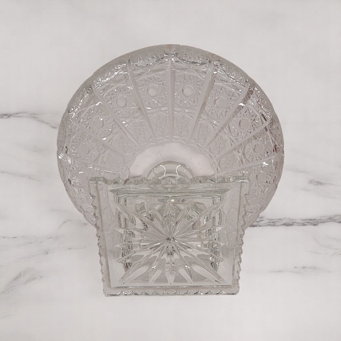 Brilliant Crystal Cut Large Glass Bowl With Pedestal Base