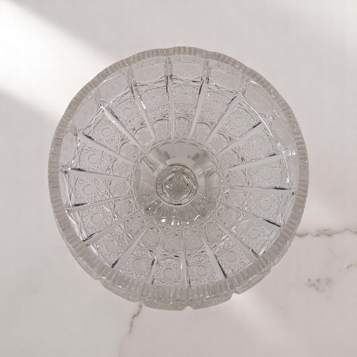 Brilliant Crystal Cut Large Glass Bowl With Pedestal Base