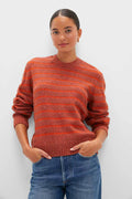Burnt Orange Stripe Claydon Knitted Jumper