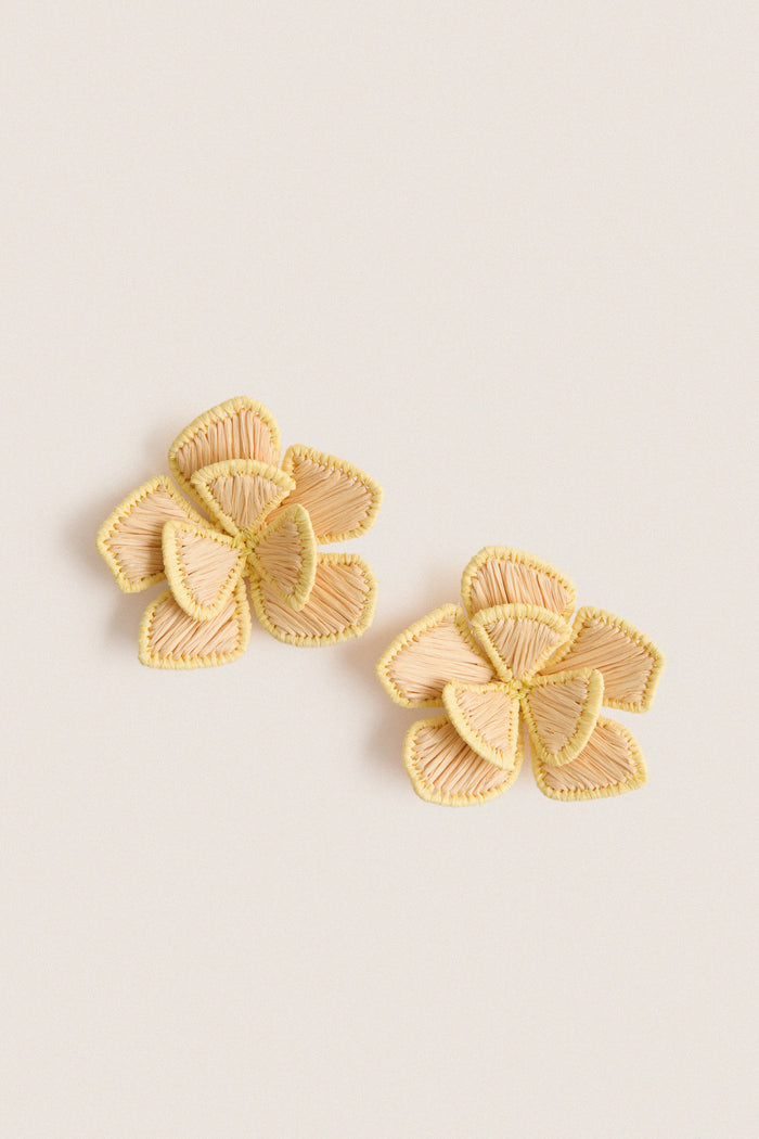 Butter Yellow Raffia Waverly Earrings