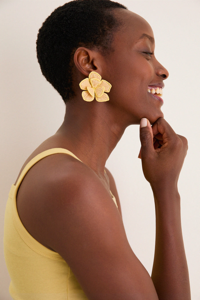 Butter Yellow Raffia Waverly Earrings