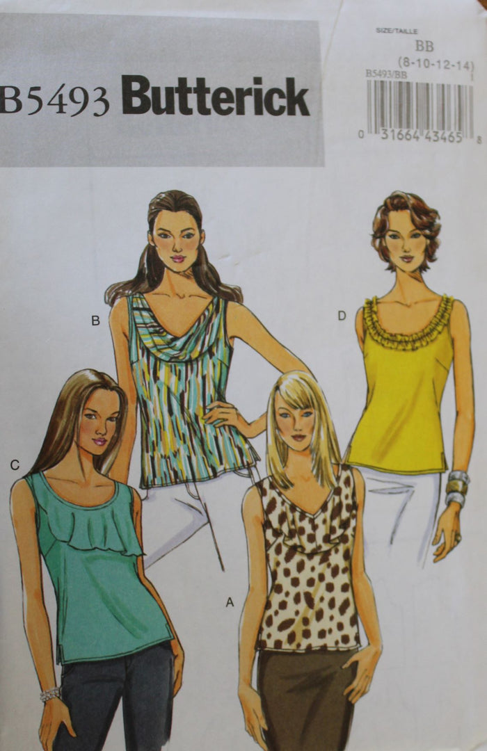 Butterick B5493, Misses Tops, Uncut Sewing Pattern