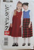 Butterick See and Sew 3948, Girls Dresses, Uncut Sewing Pattern