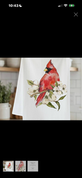 Cardinal with Flowering Dogwood Tea Towel
