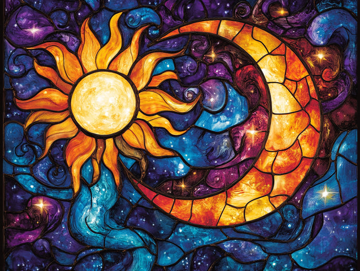Celestial Harmony Intertwined Sun & Moon