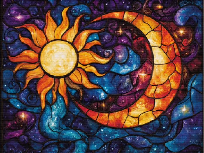 Celestial Harmony Intertwined Sun & Moon