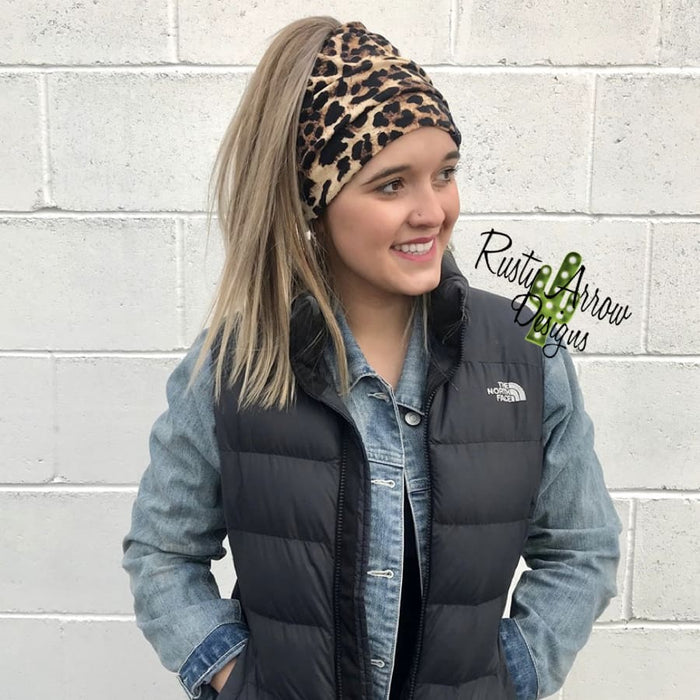 Cheetah Peek-A-Boo Messy Bun Beanies