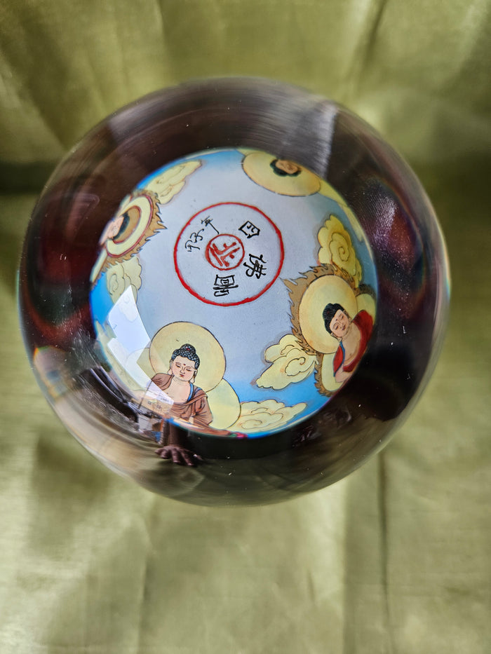 Chinese 6.5" Rotating Crystal Ball Globe Glass Display Decorative Collectible