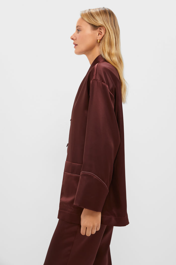 Chocolate Satin Smoking Jacket
