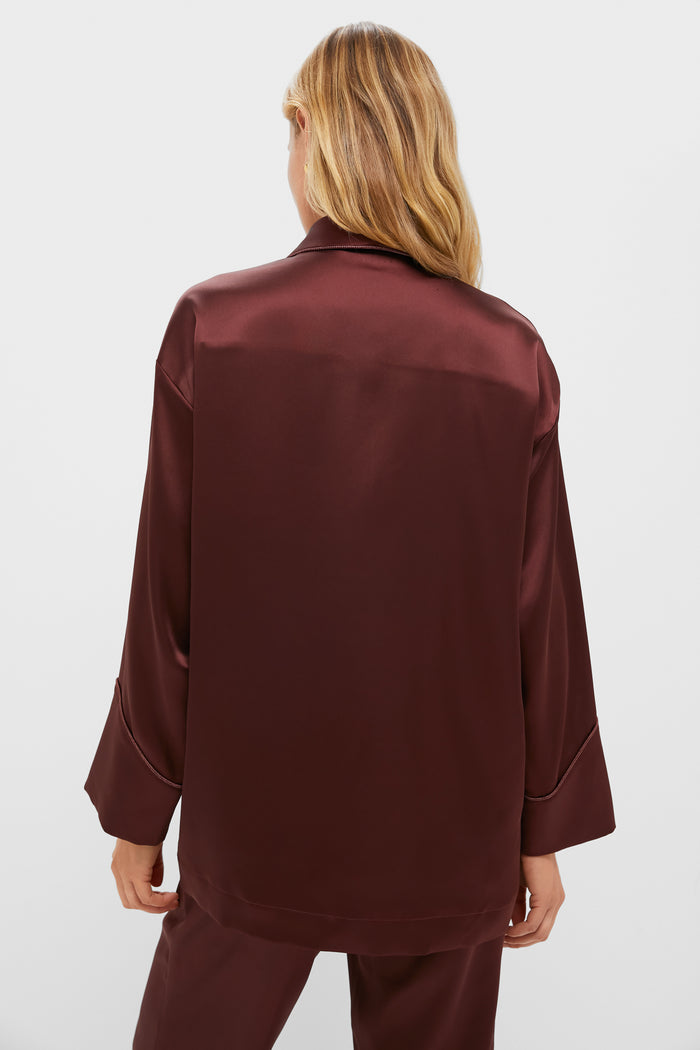 Chocolate Satin Smoking Jacket