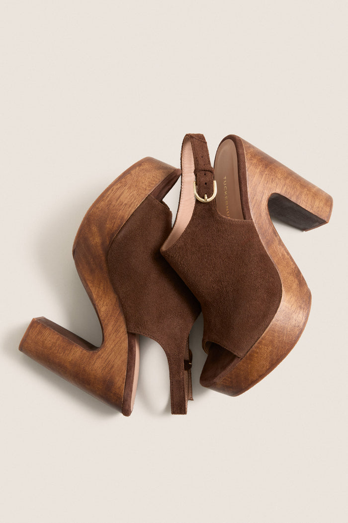 Chocolate Suede Clea Heels