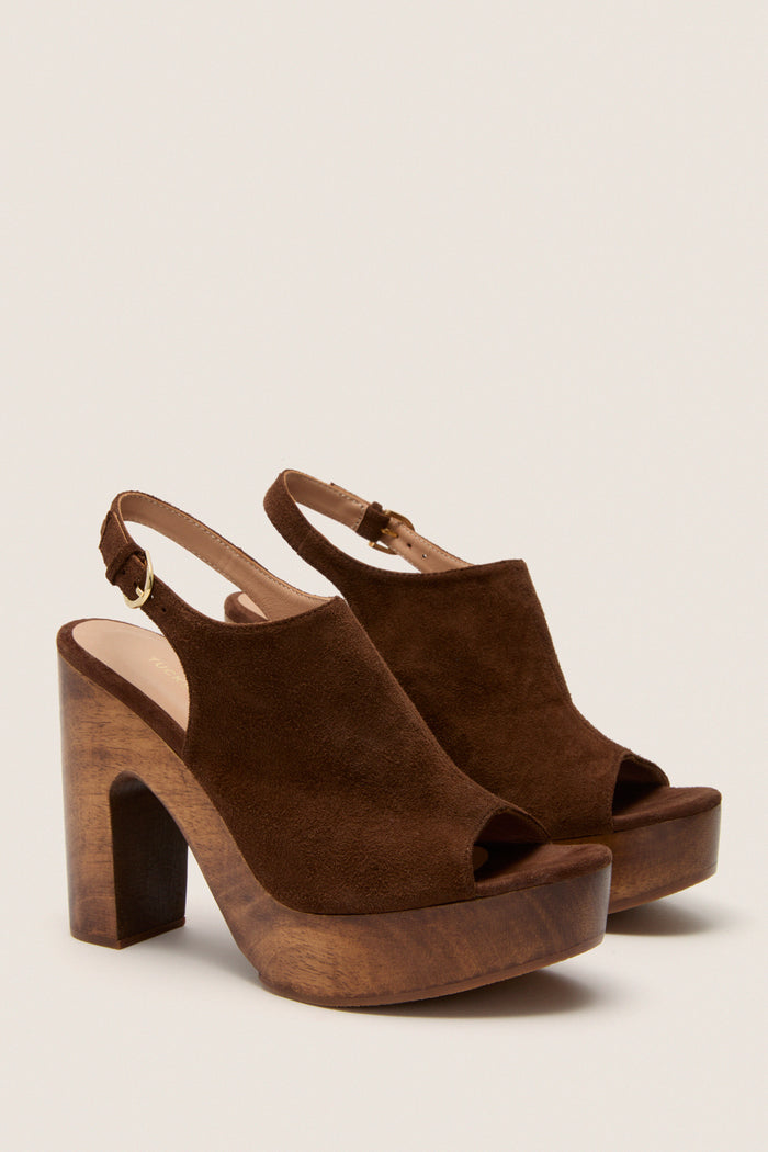 Chocolate Suede Clea Heels