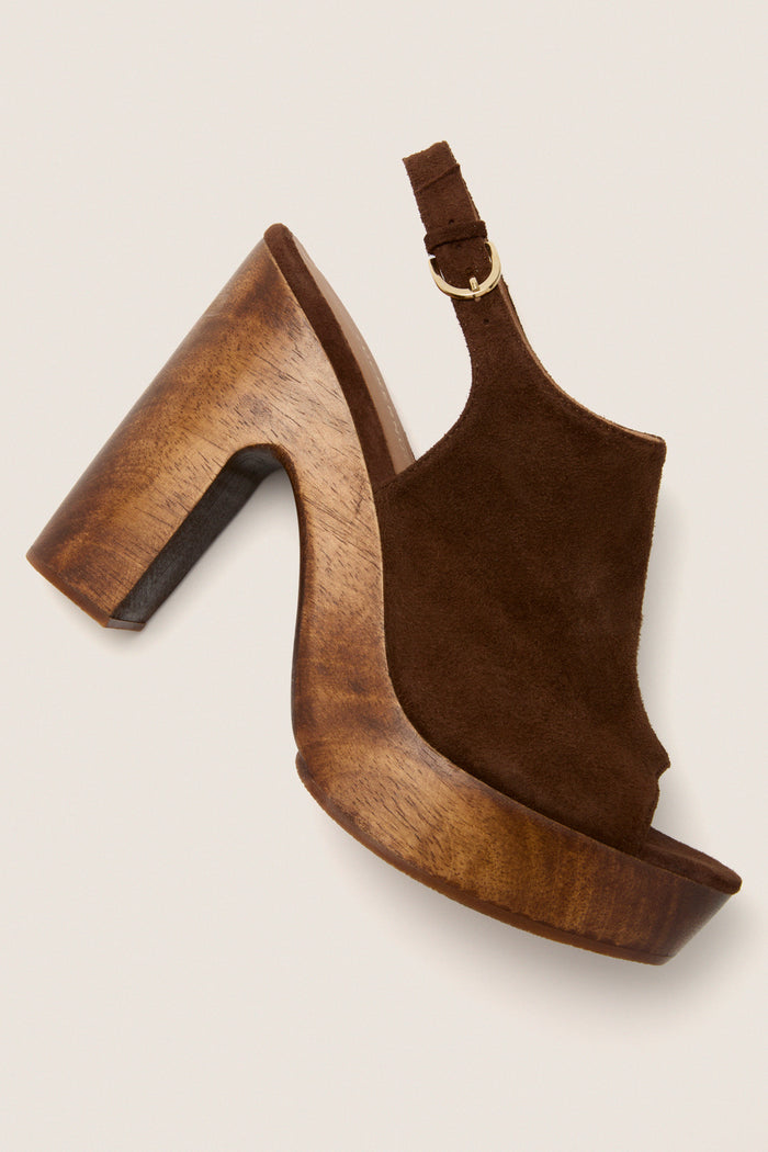 Chocolate Suede Clea Heels