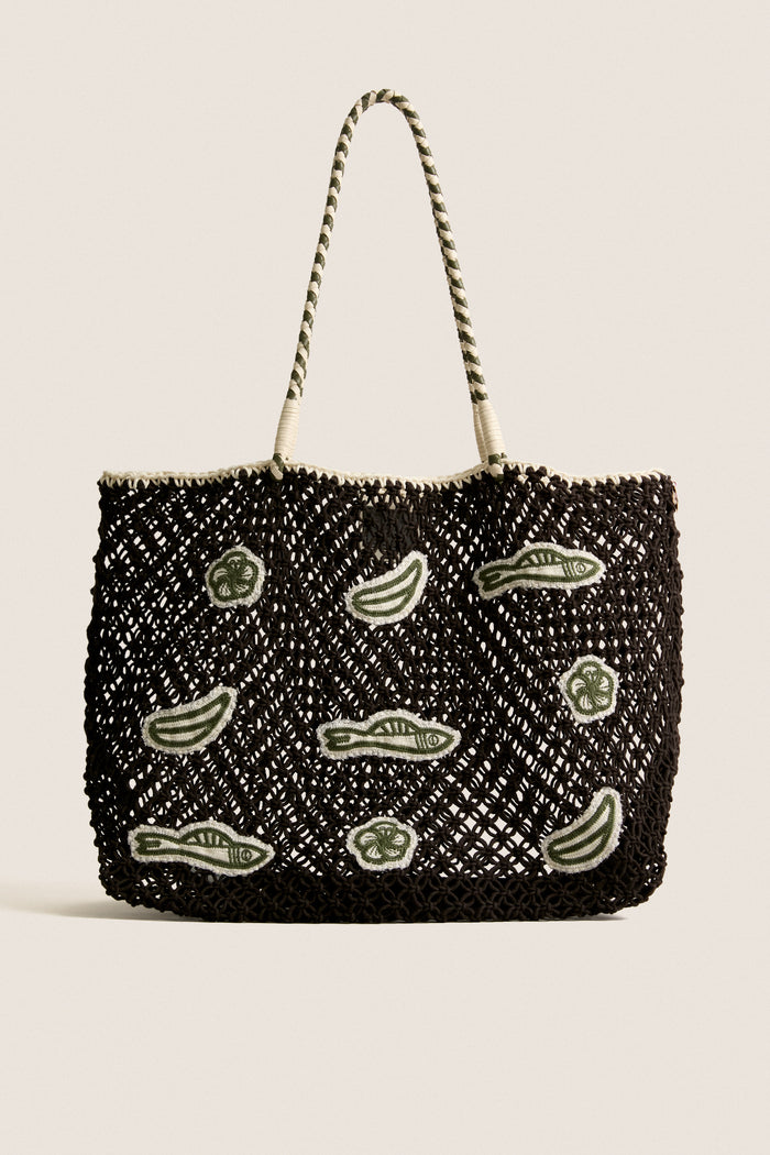 Chocolate with Multi Applique L'Ete Tote