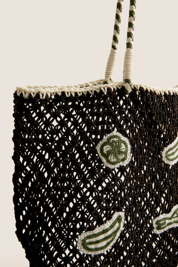 Chocolate with Multi Applique L'Ete Tote