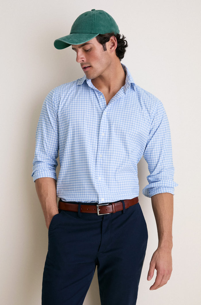 Cloudy Blue Lewis Performance Twill Sport Shirt