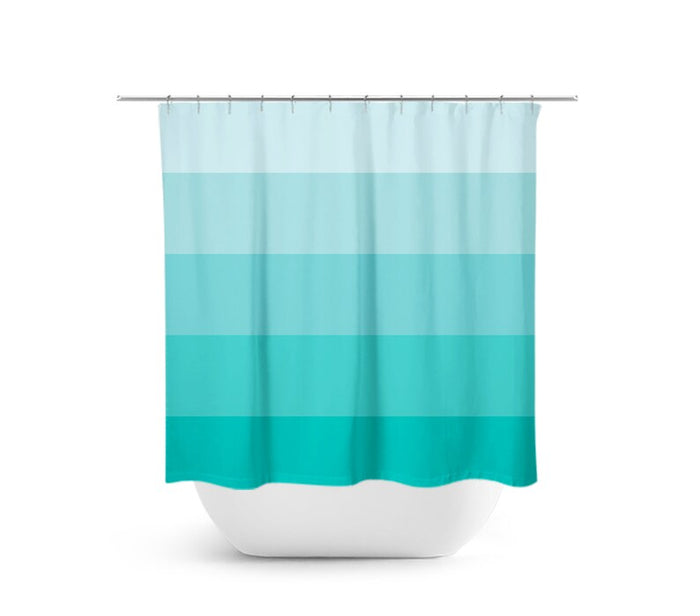 Coastal Aqua Color Blocks Shower Curtain - SHOWER114
