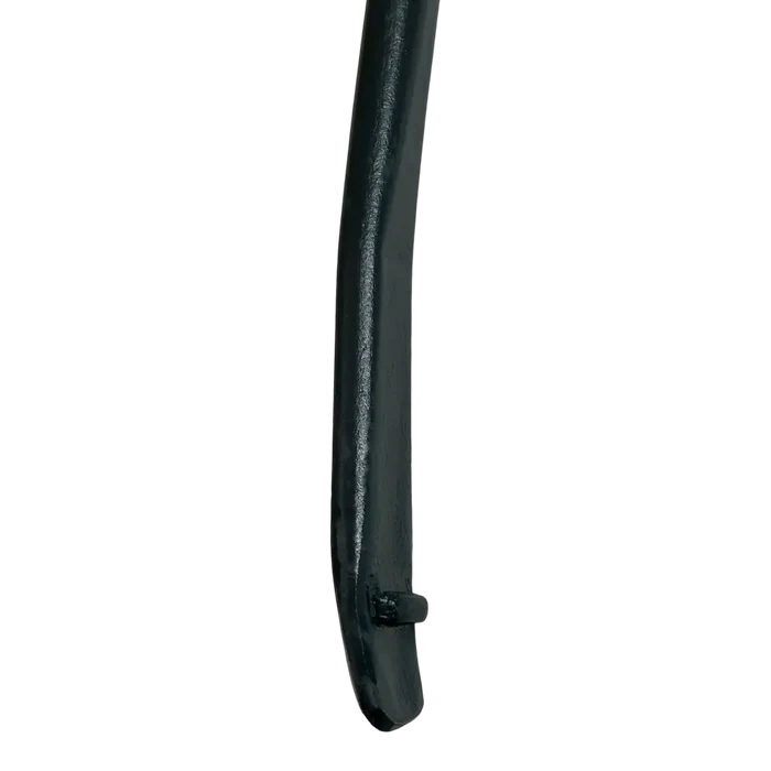 Black rubber or plastic bicycle tire tube.